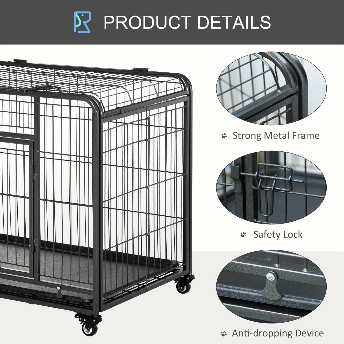 Heavy Duty Dog Crates Foldable Puppy Kennel and Cage Pet Playpen with Double Doors