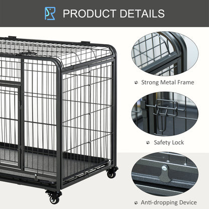 Heavy Duty Dog Crates Foldable Puppy Kennel and Cage Pet Playpen with Double Doors