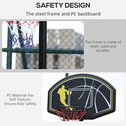 Portable Basketball Stand Net Hoop W/Wheels, Adjustable (1.9m-3.05m) Garden Free Standing Garage Backboard