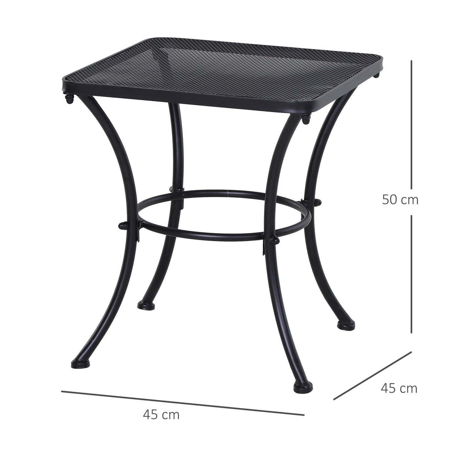 Metal Square Outdoor Garden Bistro Table Black