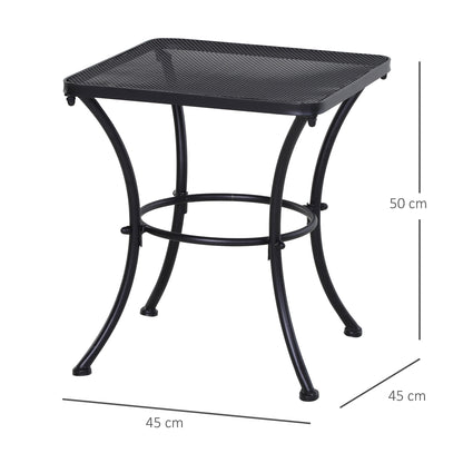 Metal Square Outdoor Garden Bistro Table Black