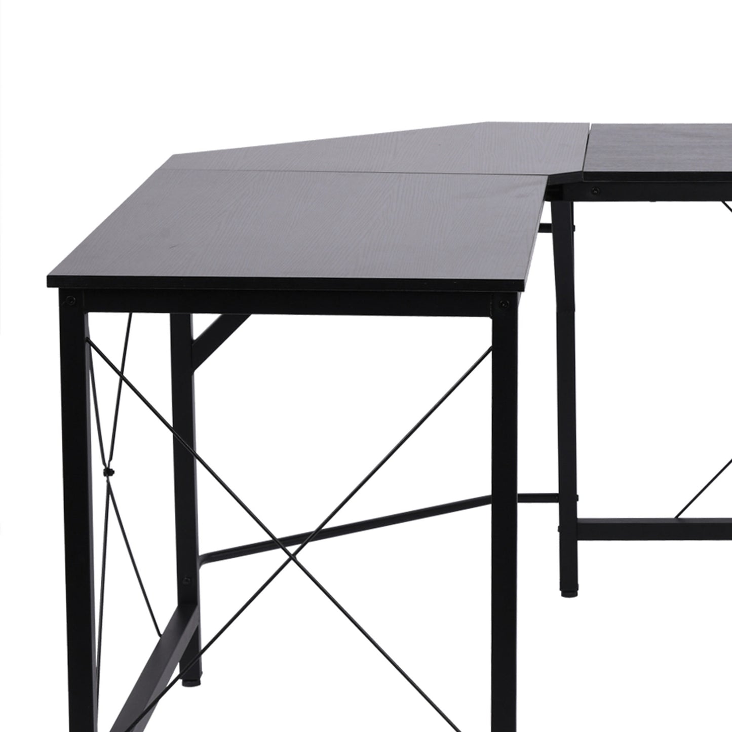 L-Shaped Corner Desk Computer Desk Table For Home Office Workstation w/Steel Frame Black