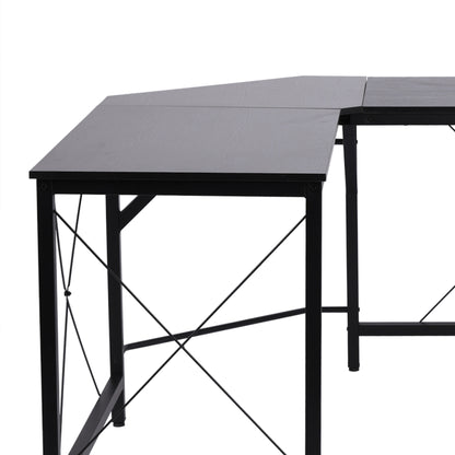 L-Shaped Corner Desk Computer Desk Table For Home Office Workstation w/Steel Frame Black