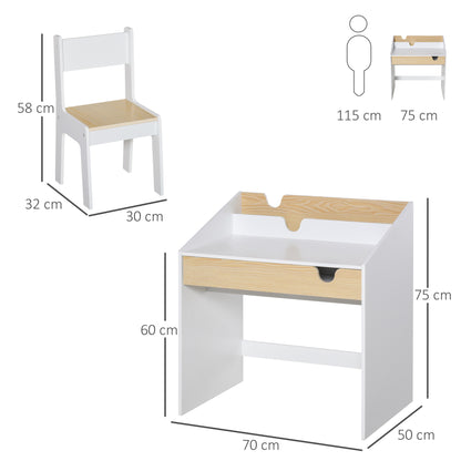 Childrens Study Table and Chair , 2 Pieces, Multi-usage Ideal for Arts&Crafts Snack Time Homework