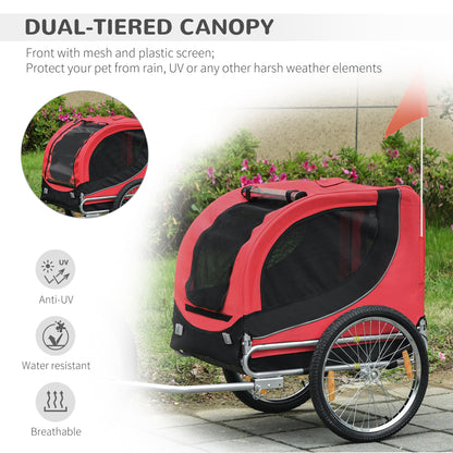 Folding Bicycle Pet Trailer W/Removable Cover-Red