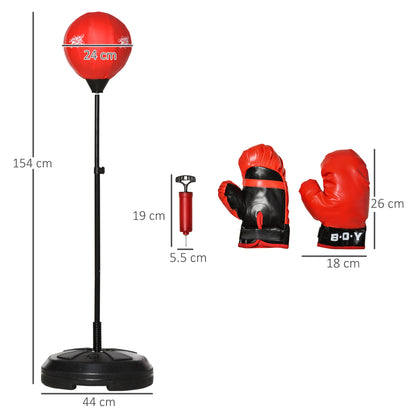 Reflex Bag, with Stand, Free Standing Boxing Bag Set, Speed Bag with Speedball Adjustable Height from 122cm to 154cm