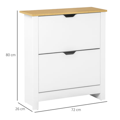 12-Shoe Storage Cabinet 4 Shelves 2 Drawers Tabletop 4 Legs Protective Feet Modern Stylish Unit Hallway Bedroom Home Furniture