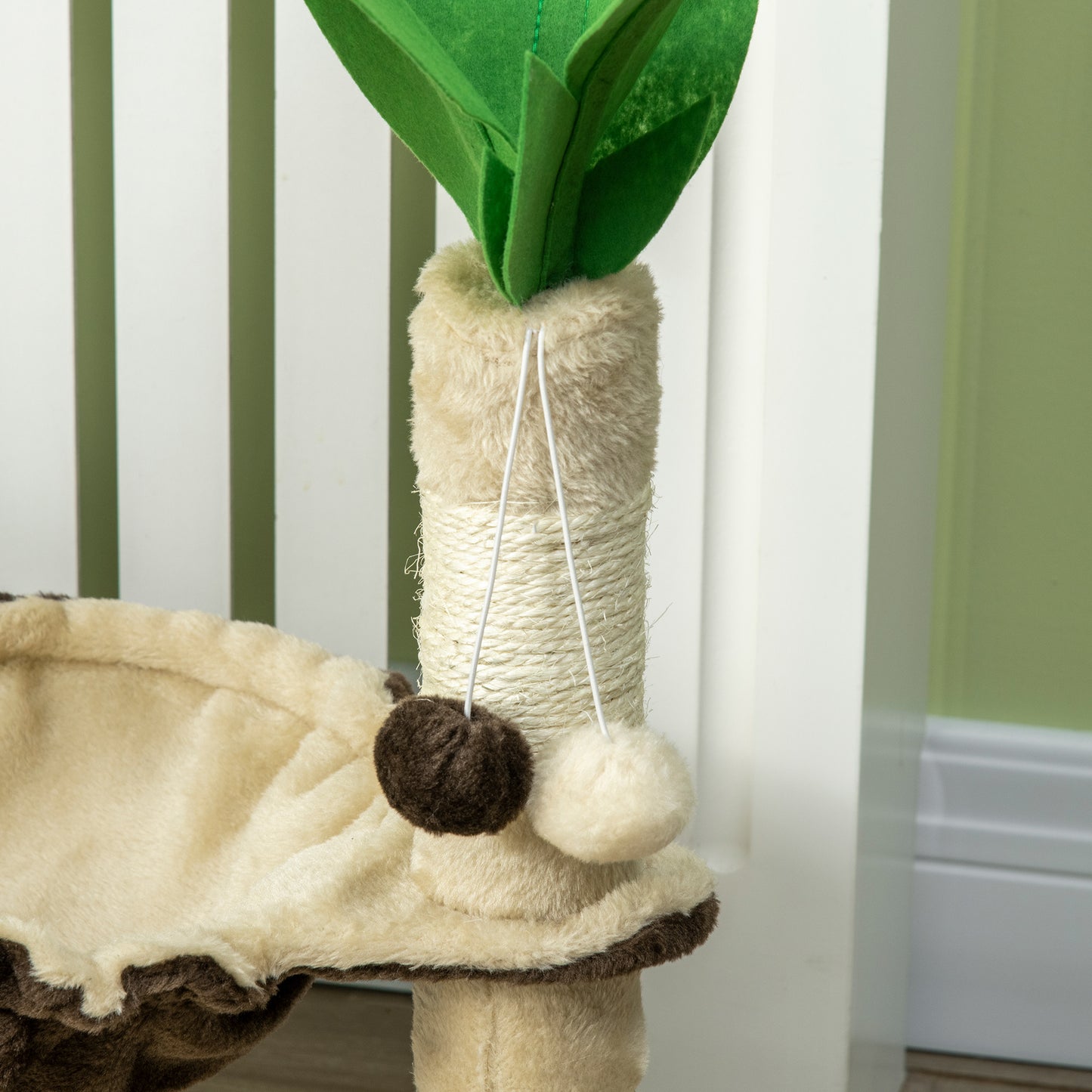 Cat Scratching Post, with Hammock, Climbing Tree for Kitten Coconut Tree Shaped Activity Center Beige