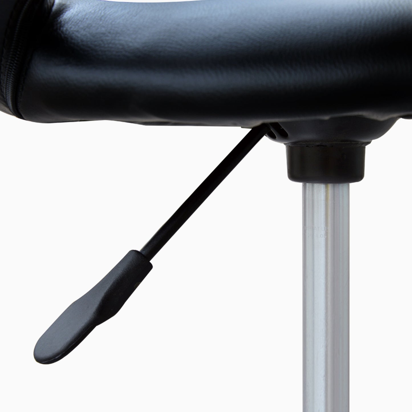 Beauty Stool, with Adjustable Height, Breathable Open Back, Foam Cushion Seat, and 5 Caster Wheels, Black