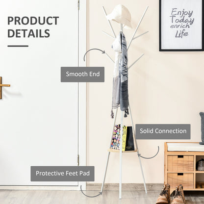 180cm Free Standing Coat Rack Metal Shelf Holder Stand Display Clothes Hat Hanger Hall Tree 9 Hooks