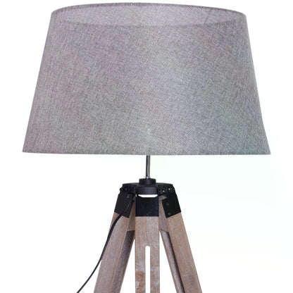 Mid Century Floor Lamp, Tripod, Linen Lampshade Adjustable Height Foot Switch Lightweight E27 Bedside Grey