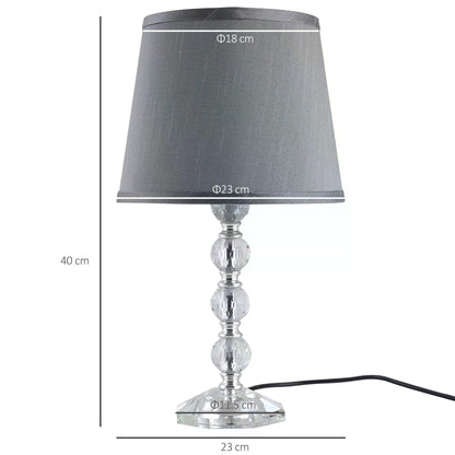 Crystal Glass Bedside Table Lamp Grey