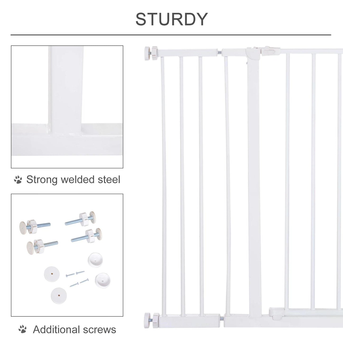 Pressure Fitted Pet Dog Safety Gate Metal Fence Extending 72-107cm Wide