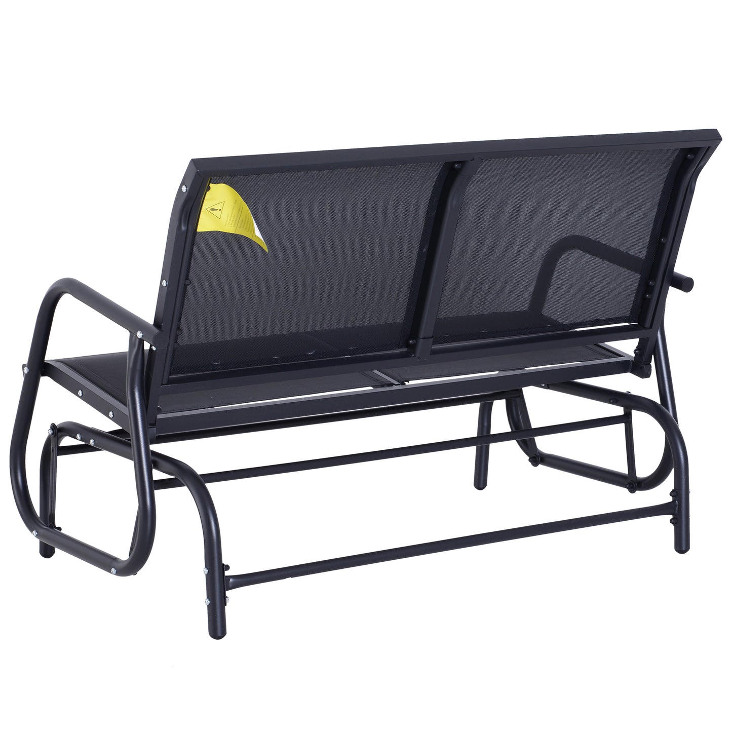 Outdoor Textilene Double Swing Bench Gliding Chair-Black