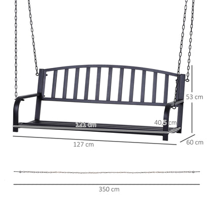 Metal 2-Seater Outdoor Swing Chair Black