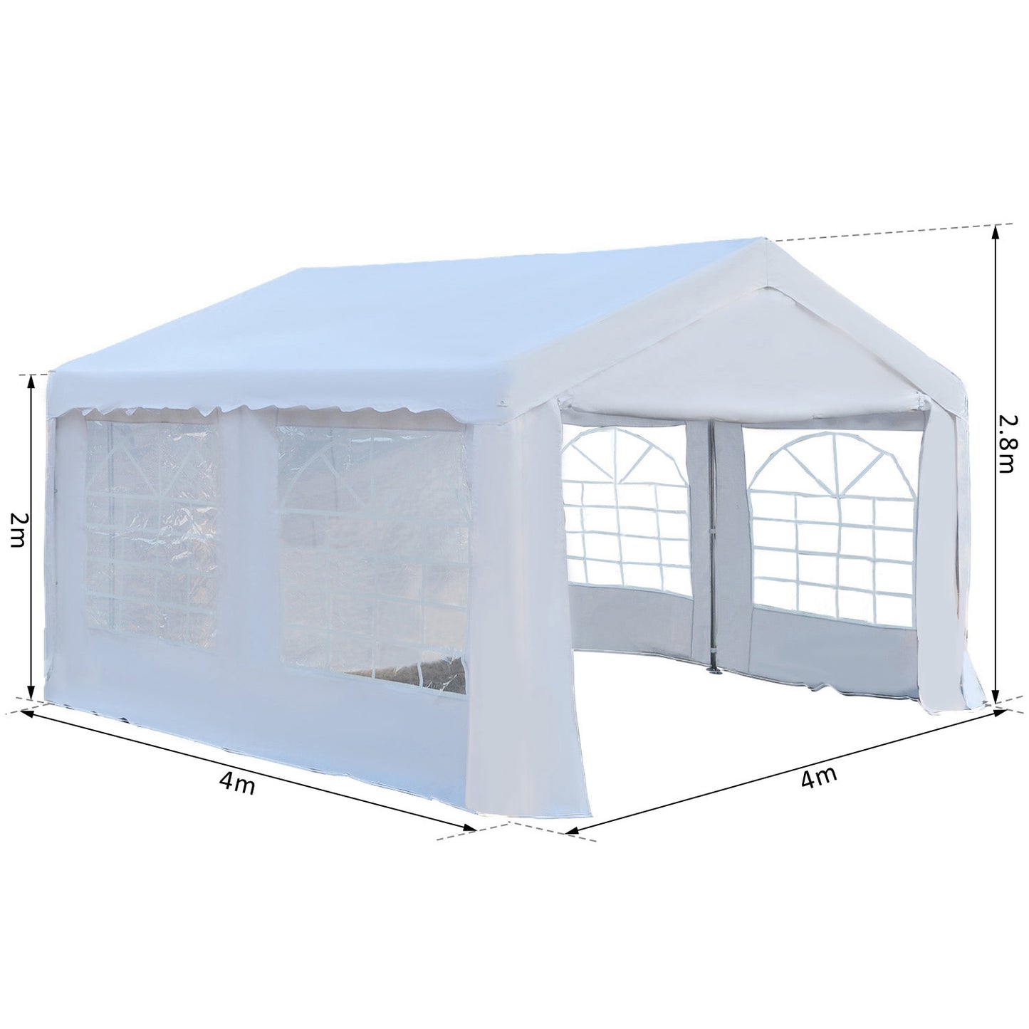 Gazebo Marquee Party Tent, Steel Frame, 4x4 m-White