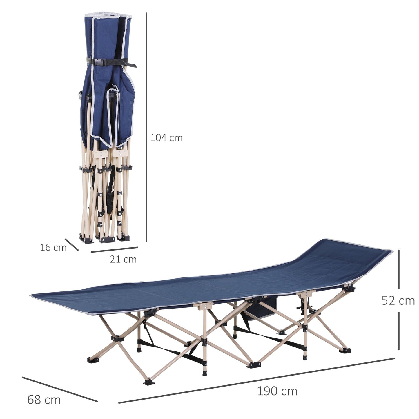 Oxford Cloth Folding Single Camping Bed Lounger Blue