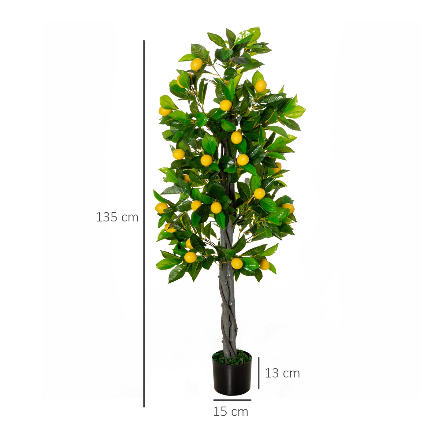 Artificial Plants in a Pot, Lemon Tree,  Decorative Fruits Plant in Nursery Pot for Indoor Outdoor Décor, 135cm