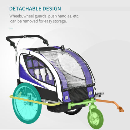 Steel Frame Children's 2-Seater Jogger Trailer Purple