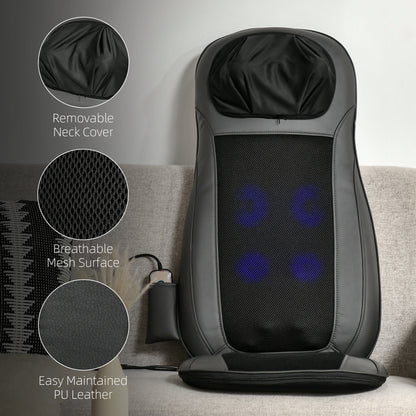 Shiatsu Back Massager for Neck, Massage Chair with Deep Tissue Kneading, Heating and Remote, Massage Cushion Black