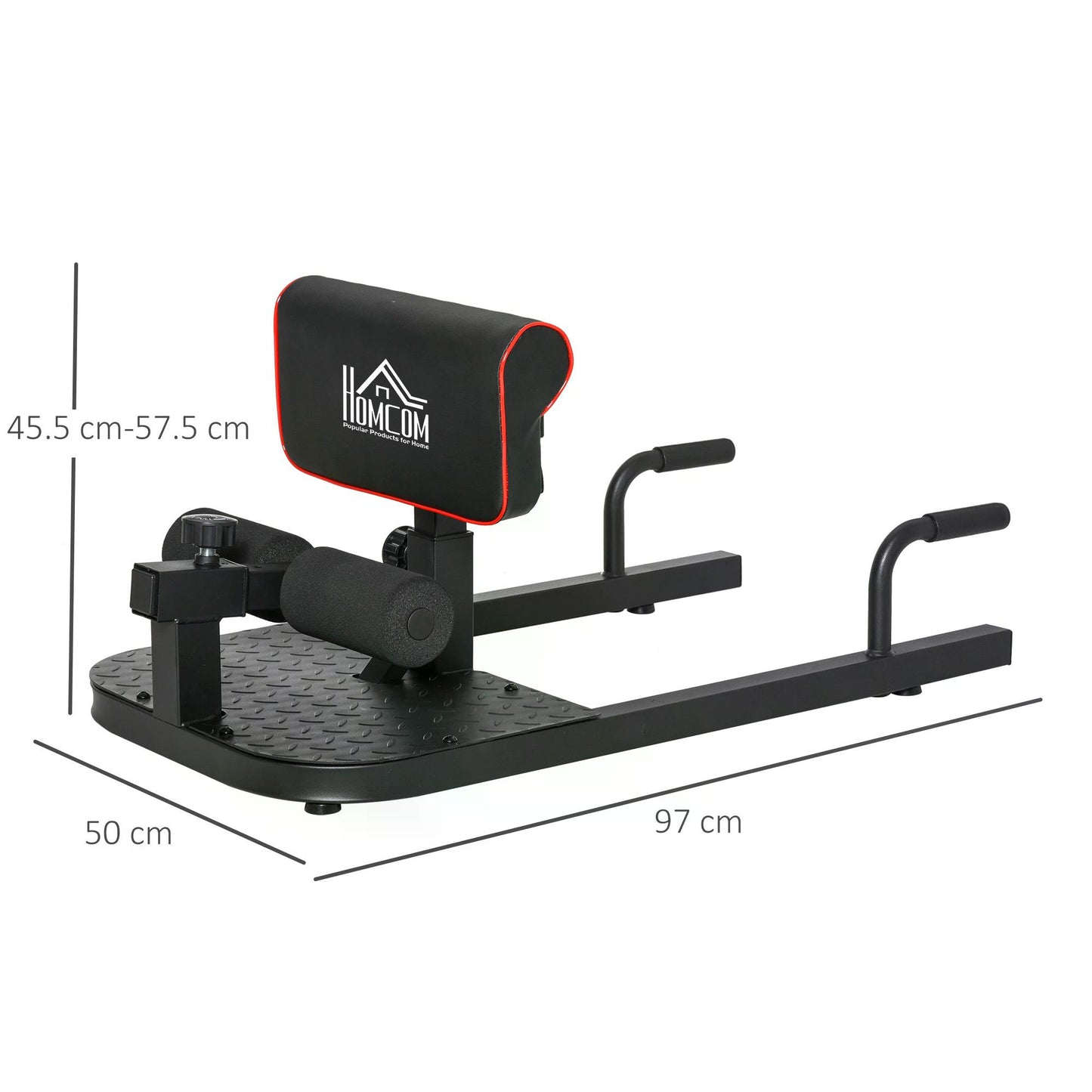 Deep Sissy Squat Machine, 50W x 97D x 45.5-57.5Hcm-Black