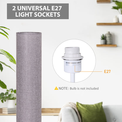 Lamp Corner, Tall Standing Lamps, 120H cm, for Bedroom, Study or Living Space W/ Linen Fabric Shade -Grey