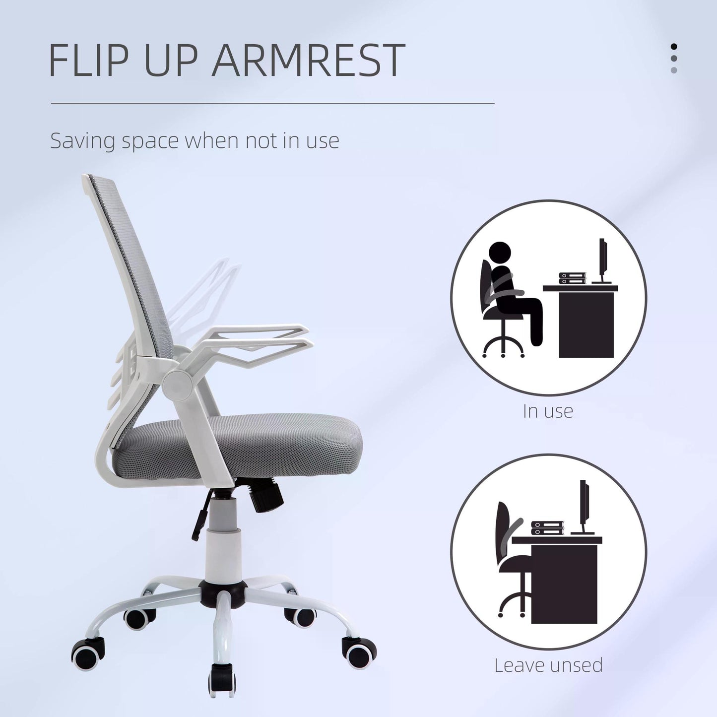 Mesh Office Chair Swivel Task Computer Desk Chair for Home with Lumbar Back Support, Adjustable Height, Flip-Up Arm, Grey