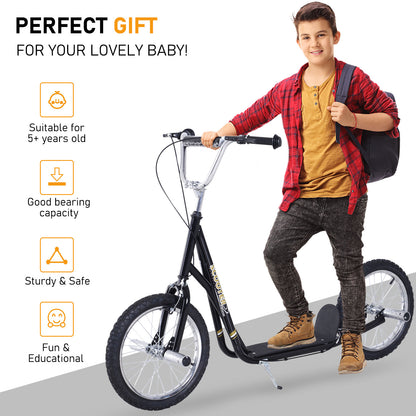 Bicycle Scooter, Kick Scooter for Kids, Big Wheel, 16" Tyre Steel Black