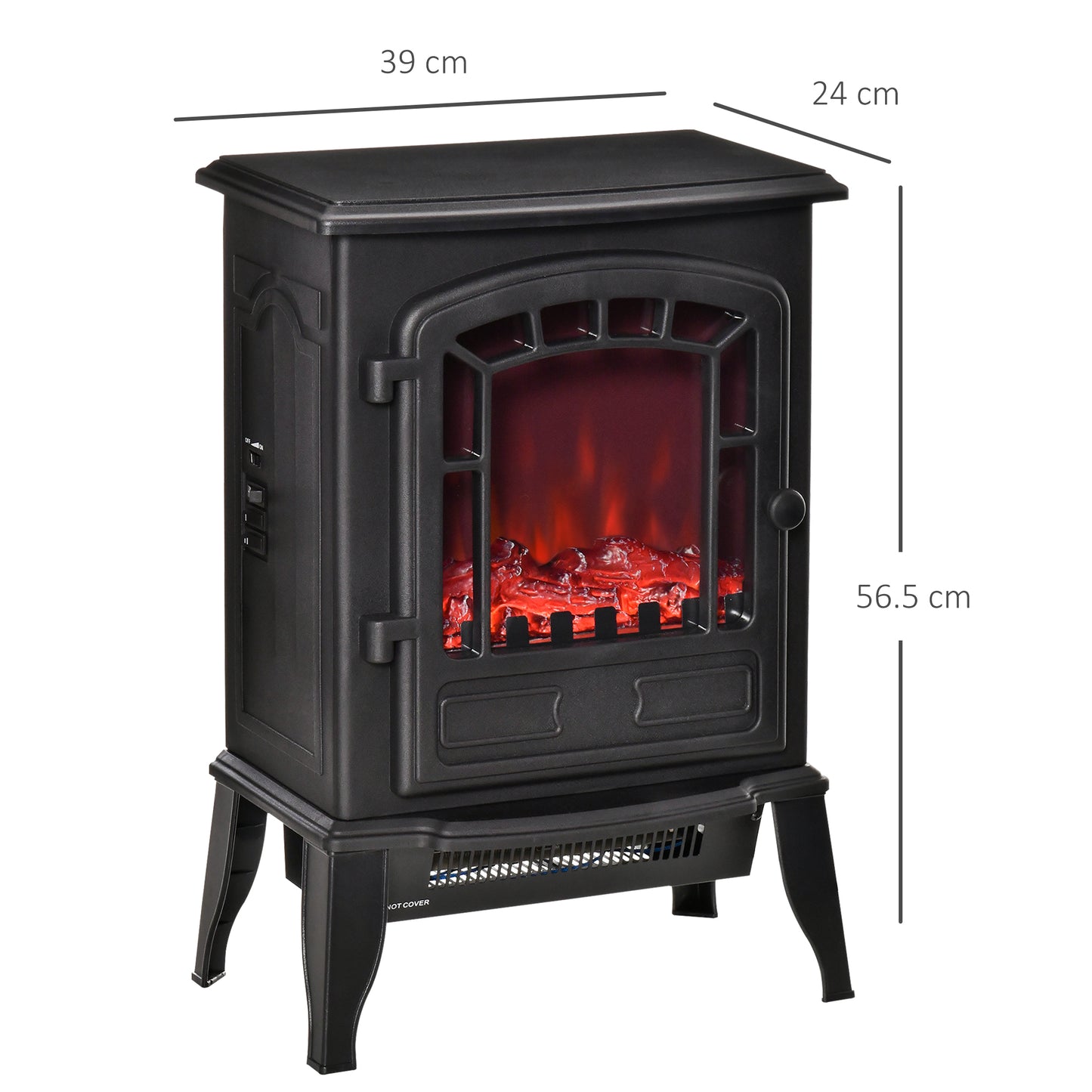 Free standing Electric Fireplace Stove, Fireplace Heater with Realistic Flame Effect, Overheat Safety Protection, 1000W/2000W