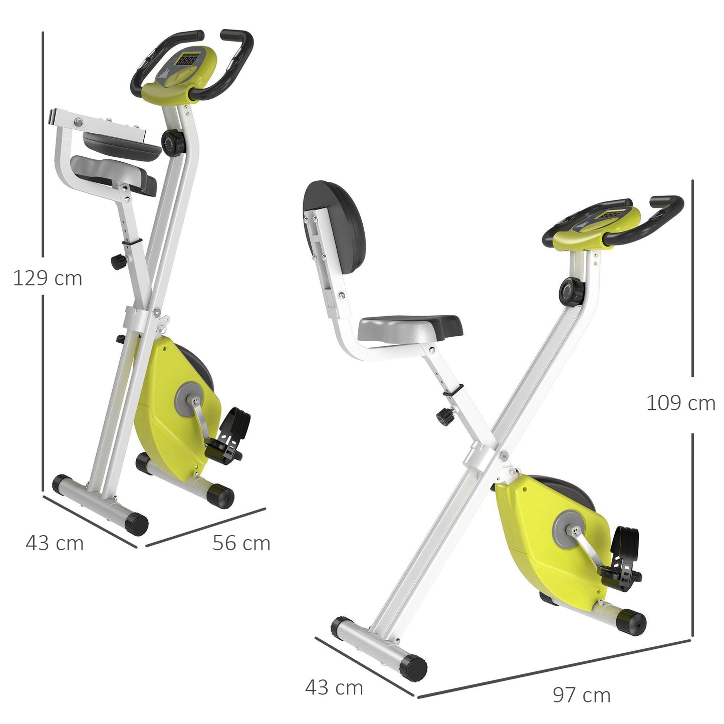 Foldable Exercise Bike, Steel Manual Resistance Exercise Bike w/ LCD Monitor spin exercise bike Yellow