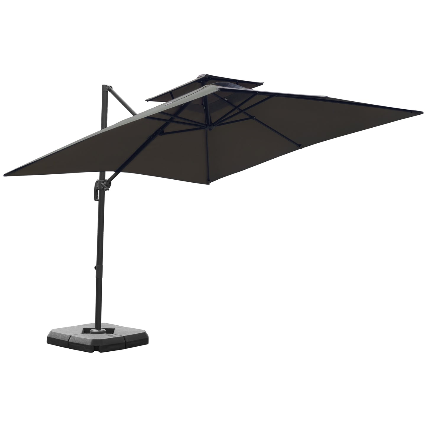 2.7 x 2.7(m) Garden Cantilever Roma Parasol with Aluminum Frame, Crank and Tilt, UV 50+, 360° Rotation, 180g Polyester Sun Shade Canopy