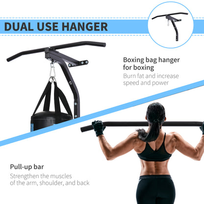 Punching Bag Hanger Wall Mount Bracket Kick Boxing MMA Training Frame Home Fitness Workout Pull Up Bar, Black