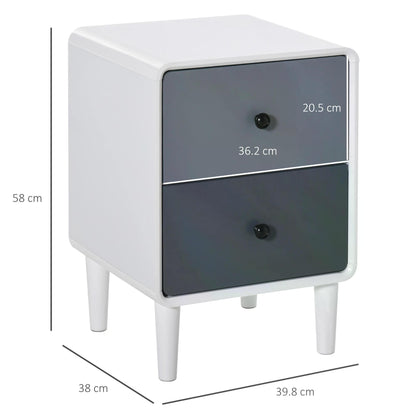 Modern Side Cabinet Nightstand Home Organizer with 2 Storage Drawer Unit for Bedroom, Living Room