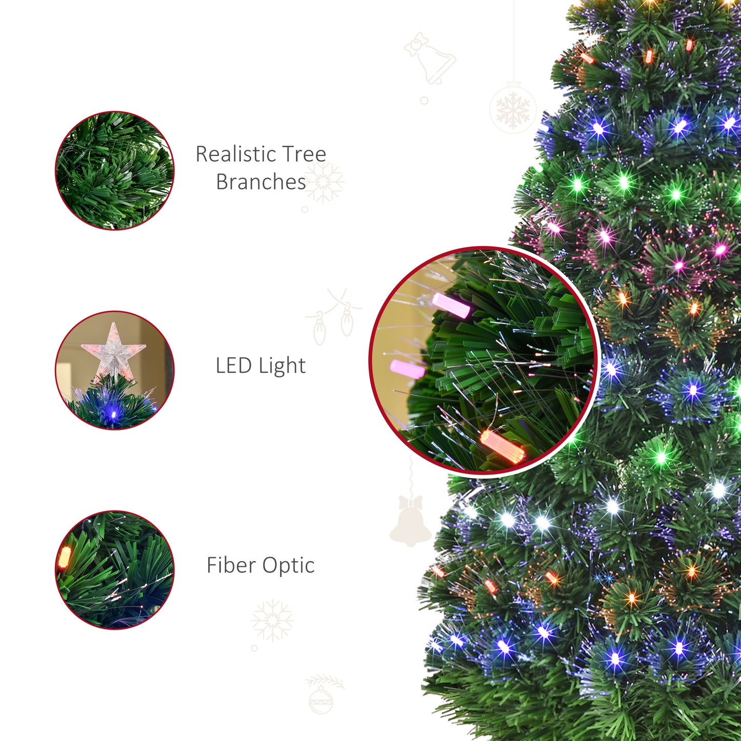 5ft Prelit Christmas Tree, with Solid Metal Base, 170 Branch Tips, LED Lights Home Holiday Decoration