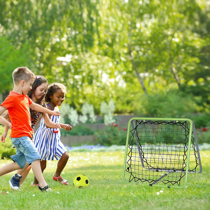 HOMCOM Football Training Net, Soccer Kickback Target Goal Both Side Rebounder Net, Adjustable Angle Goal Training Set for Kids 