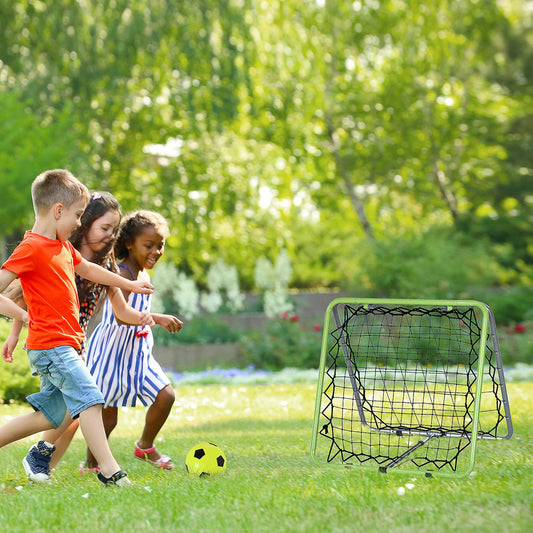 HOMCOM Football Training Net, Soccer Kickback Target Goal Both Side Rebounder Net, Adjustable Angle Goal Training Set for Kids 