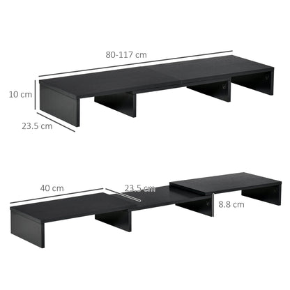 Adjustable Monitor Stand, with Adjustable Length and Angle, Screen Riser for Laptop, Computer, PC, Black