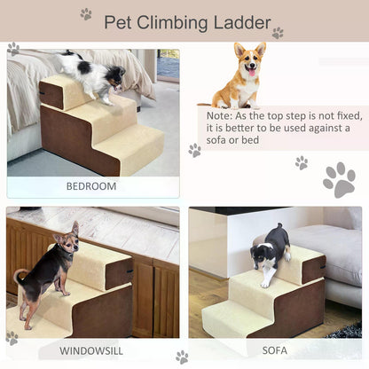 Puppy Steps for Bed, 3 Steps Padded, Non Slip-Beige