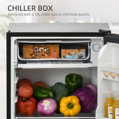 91 Litre Freestanding Under Counter Fridge with Chiller Box, Reversible Door, Adjustable Thermostat, 47.5cm Wide, Black