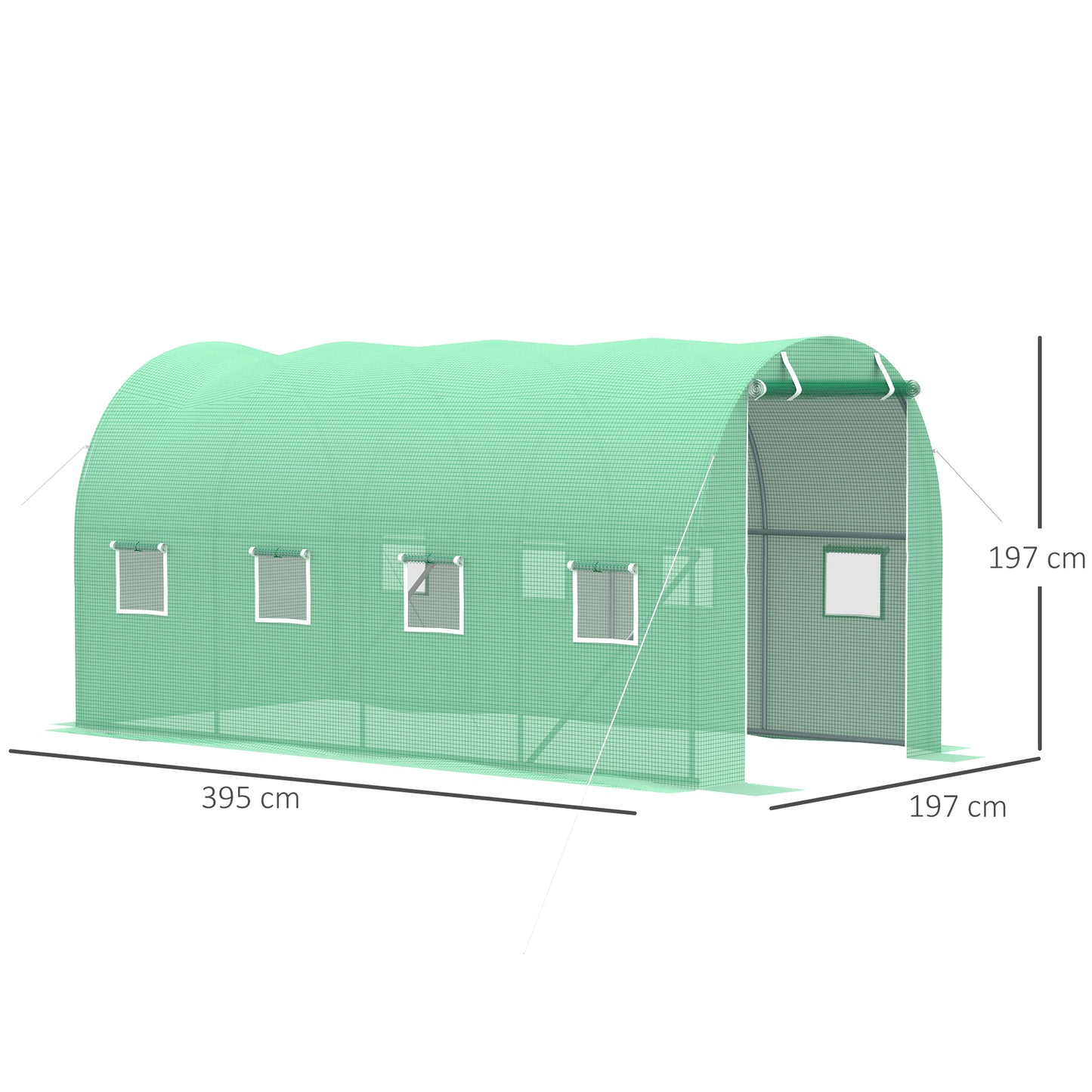 Walk in Polytunnel Outdoor Garden Greenhouse with Windows and Doors (4 x 2M) Plant Flower