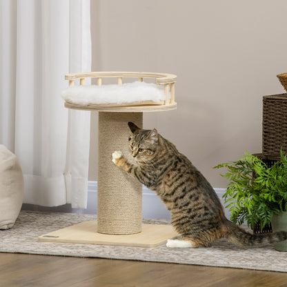 PawHut Cat Scratching Post, Cushion Included for Kitten Particleboard Natural 