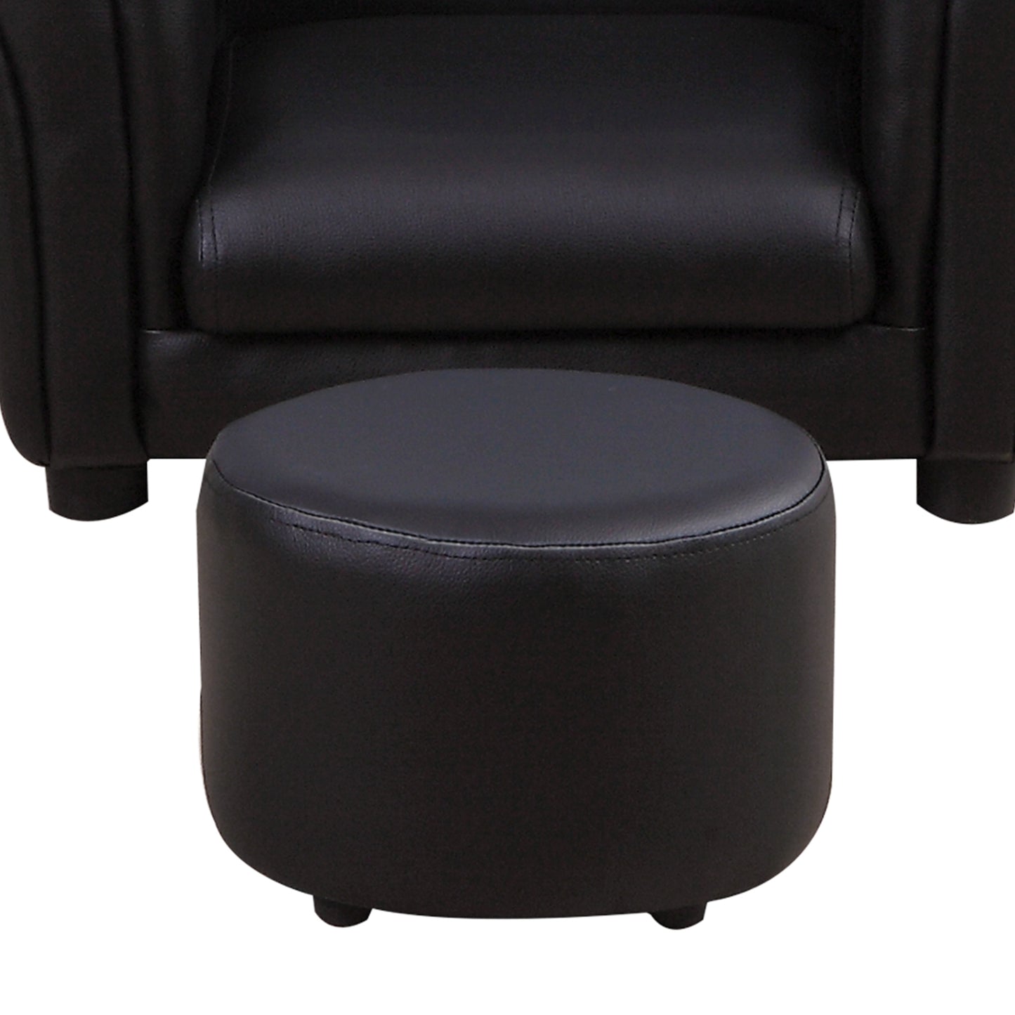 Childrens Armchair, W/Footstool-Black