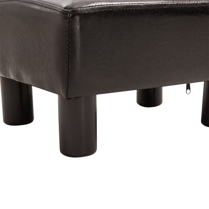 Foot Rest Stool, Leather, Wooden Frame, Max Load 150KG