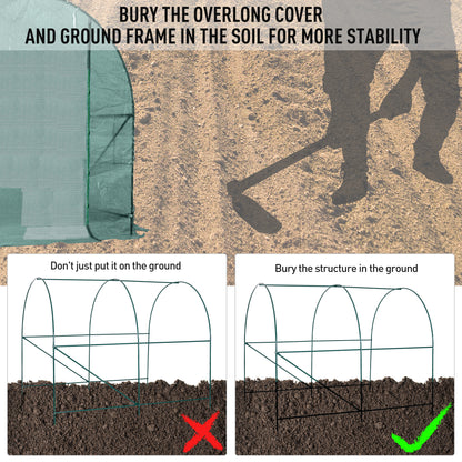 Polytunnel Greenhouse Reinforced Walk in, Steel Frame, PE, 4 Mesh Windows 2.5x2 m