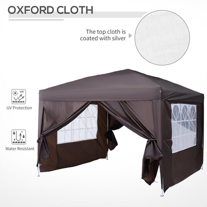 Pop Up Gazebo Marquee, size (3m x3m)-Coffee