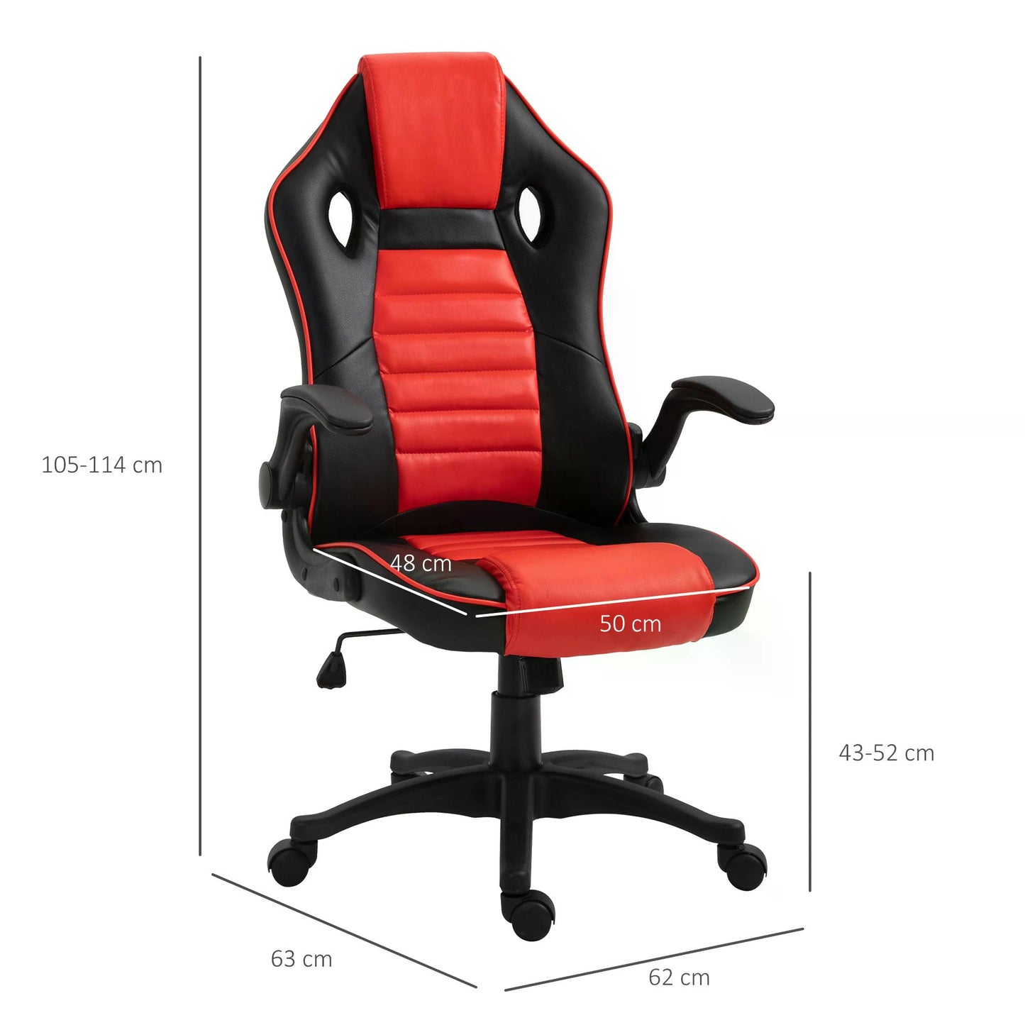 Home Office Video Game Racing Chair Swivel High Back Ergonomic Tilt Design Flip-up Armrest Height Adjustable Free Moving