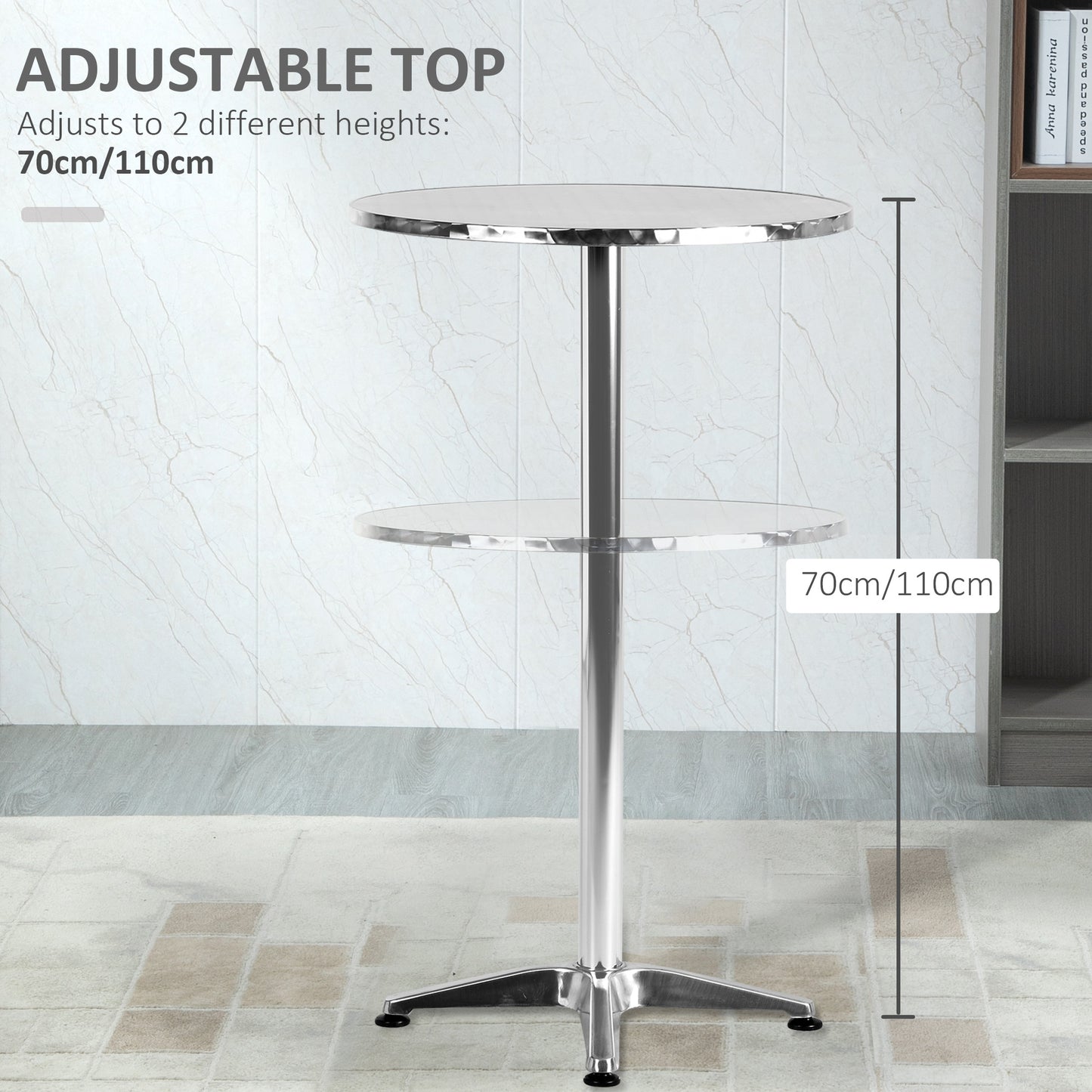 Adjustable Aluminium Bar Table-Silver