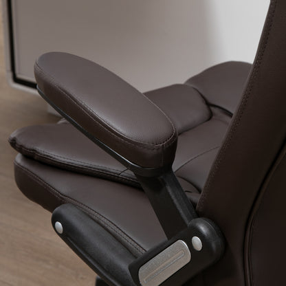 Executive Office Chair, Massage Office Chair, Office Chair, Leather, 135° Reclining, Rocking Function, 360° Swivel, Brown