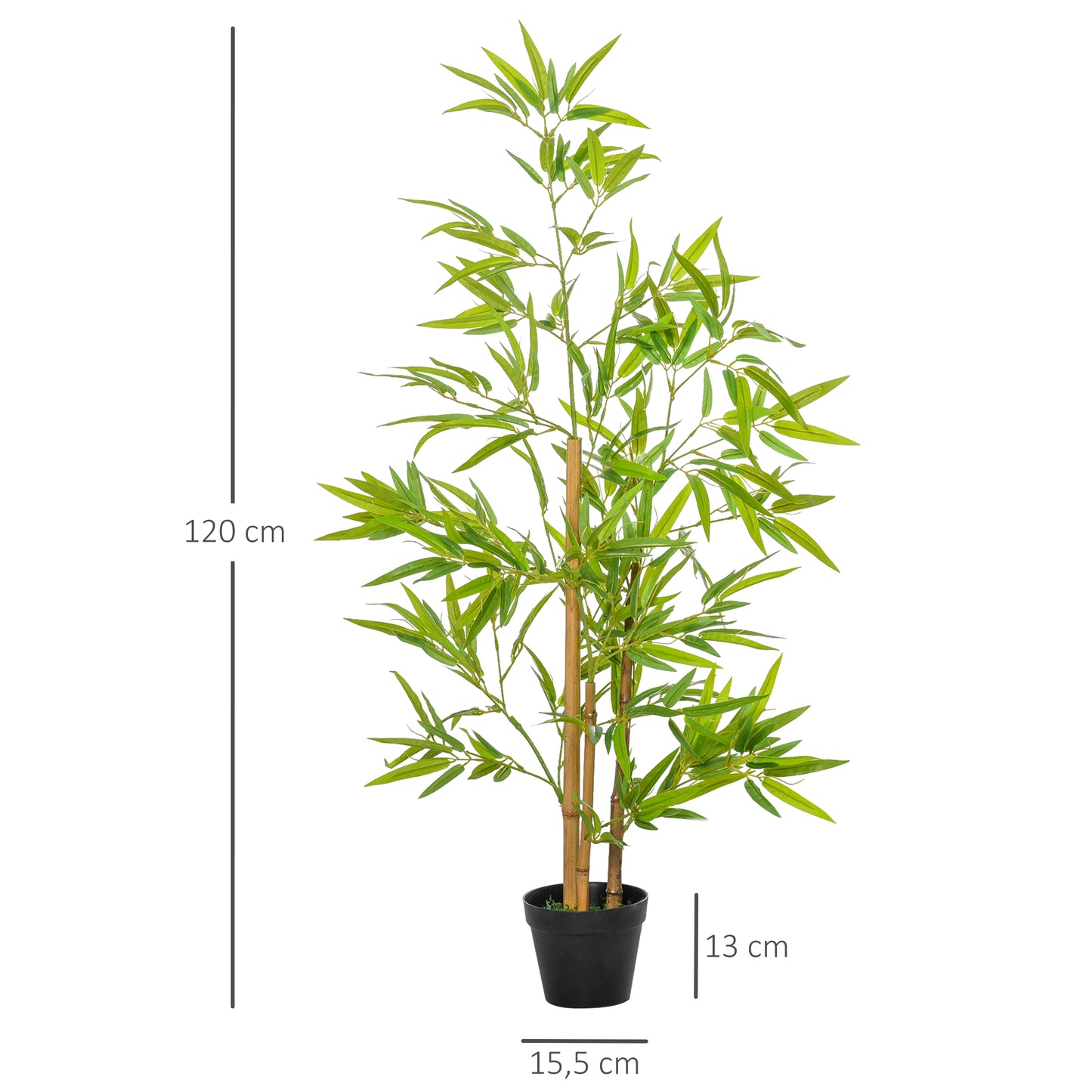 Artificial Bamboo Plant, Set of 2, Decorative Plant with Nursery Pot for Indoor Outdoor Décor, 120cm