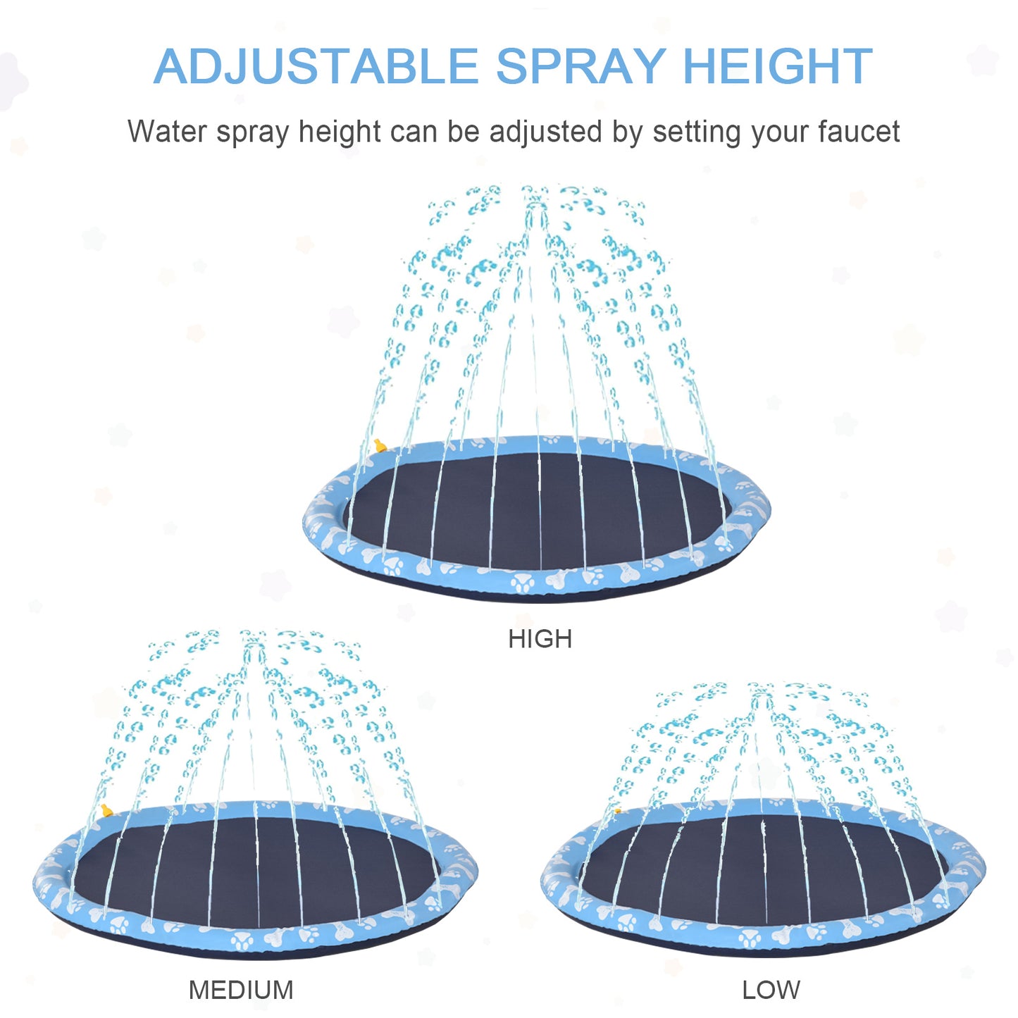 170cm Splash Pad Sprinkler for Pets Dog Bath Pool Water Game Mat Toy Non-slip Outdoor Backyard Blue